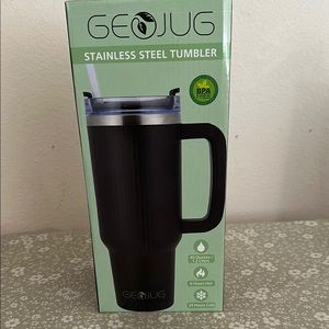 GEOJUG 40 Ounce Black Stainless Steel Tumbler with Straw